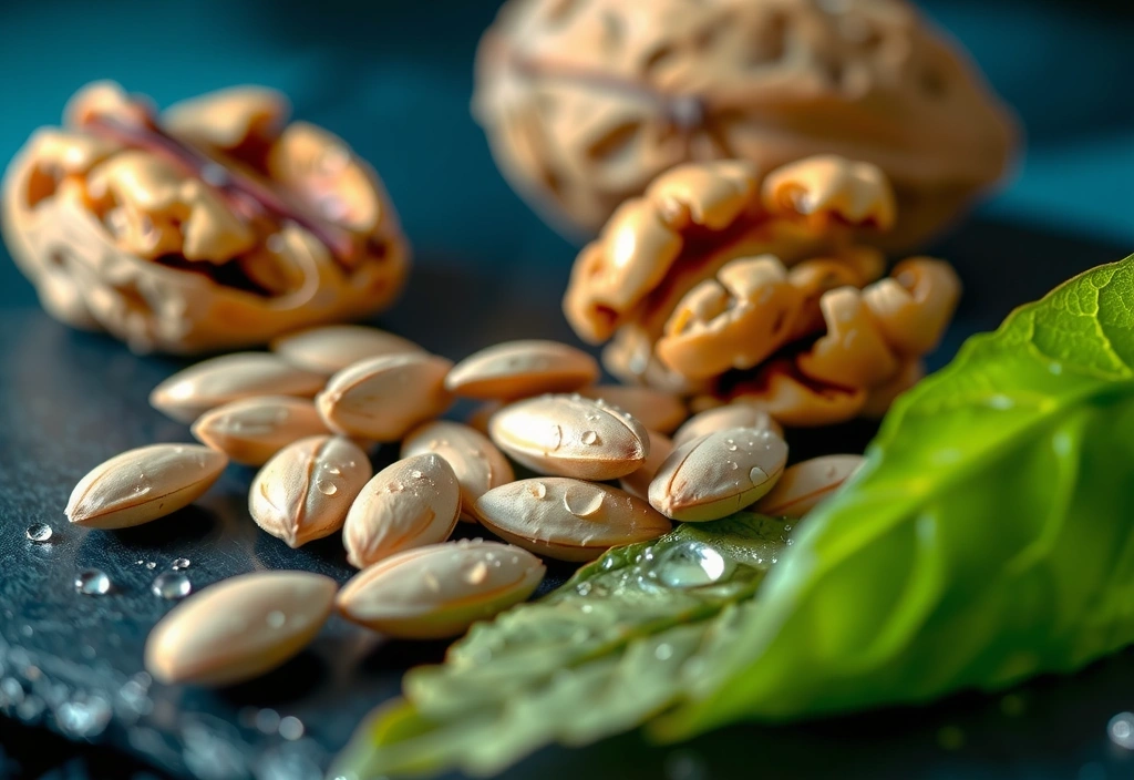 Leinsamen und Nüsse